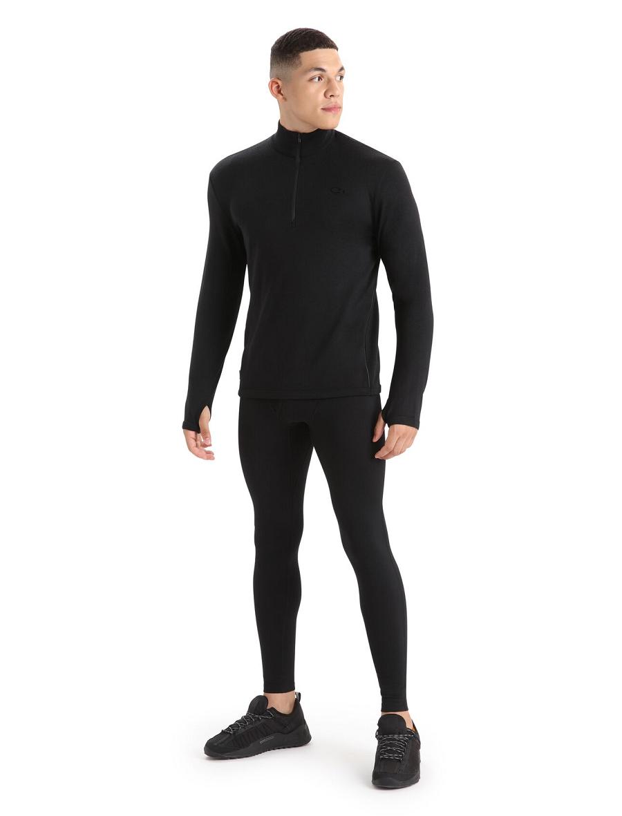 Sweat À Capuche Icebreaker Merino Original Long Sleeve Half Zip Homme Noir | FR 1272KORI